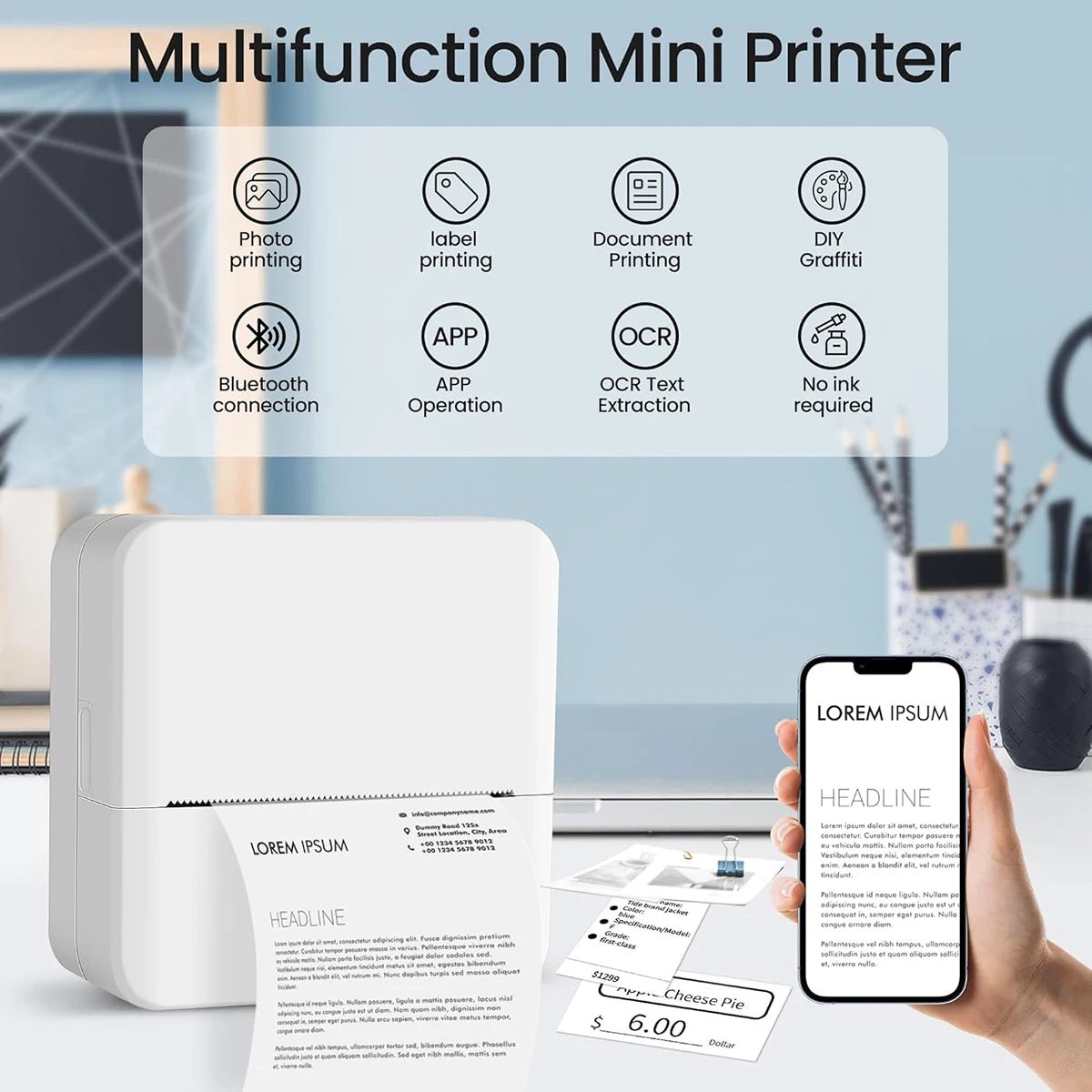 Mini Printer Inkless Sticker Maker